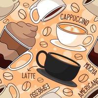Coffee Beverage Seamless Pattern Background vector