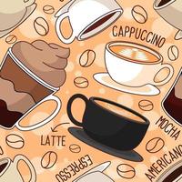 Coffee Beverage Seamless Pattern Background vector