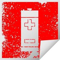 distressed square peeling sticker symbol electrical battery vector