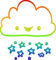 rainbow gradient line drawing cartoon storm cloud vector