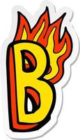 sticker of a cartoon flaming letter vector