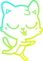 cold gradient line drawing cartoon cat hissing vector