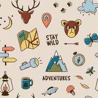 Lovely print for kids, travel tours, wallpaper, fabric, travel items on beige tan background vector