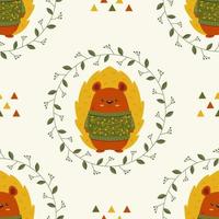 Cute Hedgehog in a Sweater Seamless Pattern vector