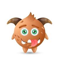 Funny round brown cartoon monster with two eyes for children's halloween decorations vector