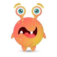 Funny round orange cartoon monster with two eyes and open mouth for kids halloween decorations