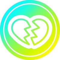 broken heart in cold gradient spectrum vector