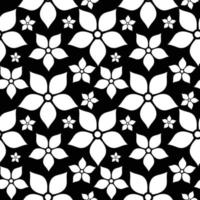 Vector set of abstract flowers. Seamless ornamental Floral pattern in the many kind of flowers style on black and white background.