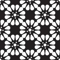 Vector set of abstract flowers. Seamless ornamental Floral pattern in the many kind of flowers style on black and white background.