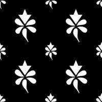 Vector set of abstract flowers. Seamless ornamental Floral pattern in the many kind of flowers style on black and white background.