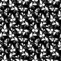 Vector set of abstract flowers. Seamless ornamental Floral pattern in the many kind of flowers style on black and white background.