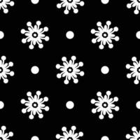 Vector set of abstract flowers. Seamless ornamental Floral pattern in the many kind of flowers style on black and white background.