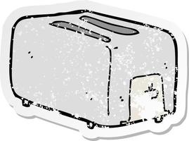 retro distressed sticker of a cartoon toaster vector