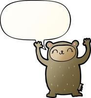 cute cartoon bear and speech bubble in smooth gradient style vector