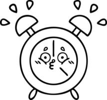 line drawing cartoon alarm clock vector