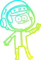 cold gradient line drawing happy astronaut cartoon vector