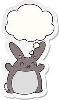 cartoon rabbit and thought bubble as a printed sticker vector