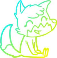 cold gradient line drawing happy cartoon fox vector