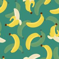 Whole and peeled banana seamless pattern vector