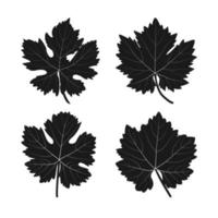 Grape Leaves Black Silhouette set vector