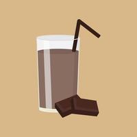 batido de chocolate en un vaso con una ilustración de paja vector