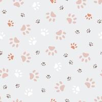 Cute cat paw prints seamless pattern vector