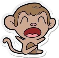 sticker of a shouting cartoon monkey vector