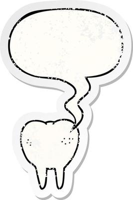 cartoon tooth and speech bubble distressed sticker