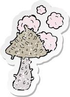 retro distressed sticker of a cartoon weird mushroom vector