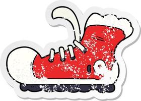 distressed sticker of a cartoon sneaker vector