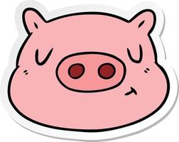 sticker of a cartoon pig face vector