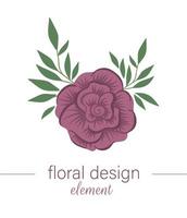 Vector floral vertical decorative element. Flat trendy illustration with flower, leaves, branches. Meadow, woodland, forest clip art. Beautiful spring or summer bouquet isolated on white background