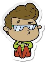 sticker of a cartoon cool guy vector