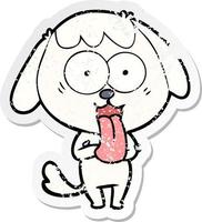 distressed sticker of a cute cartoon dog vector