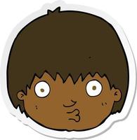 sticker of a cartoon curious boy vector