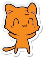 sticker of a cartoon happy cat vector