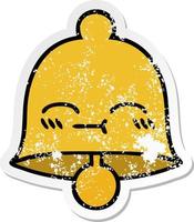 distressed sticker of a cute cartoon bell vector