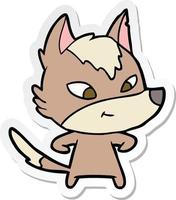 sticker of a friendly cartoon wolf vector