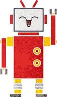 retro illustration style cartoon robot vector