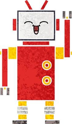 retro illustration style cartoon robot