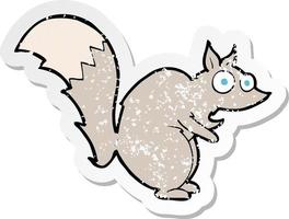 retro distressed sticker of a funny startled squirrel cartoon vector