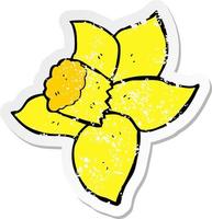 retro distressed sticker of a cartoon daffodil vector