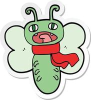 sticker of a funny cartoon butterfly vector