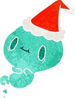 christmas retro cartoon of kawaii ghost vector