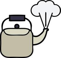 cute cartoon steaming kettle vector