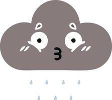 flat color retro cartoon storm rain cloud vector