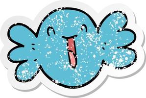 distressed sticker of a cartoon happy candy vector