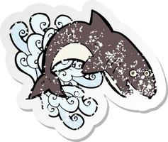 retro distressed sticker of a cartoon shark vector