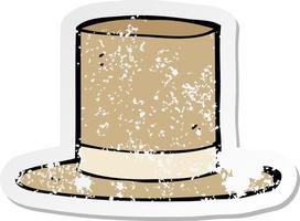 retro distressed sticker of a cartoon old top hat vector