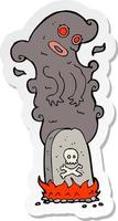 sticker of a cartoon haunted grave vector
